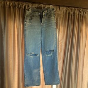 American Eagle Outfitters Women's Blue Distressed Jeans